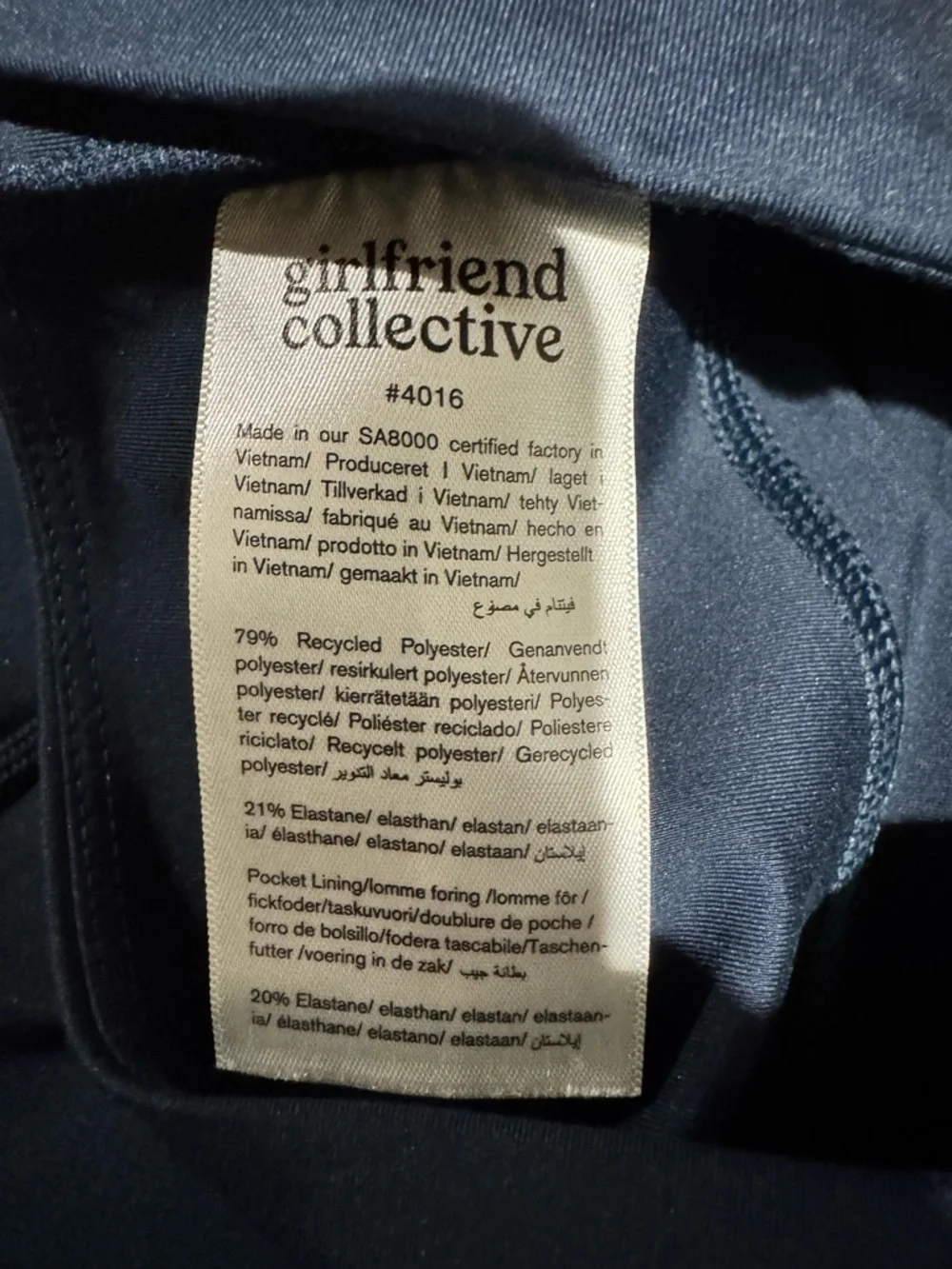 Girlfriend Collective Skyline Compressive Pocket Leggings High Rise Blue Large